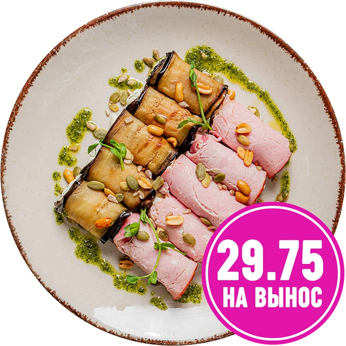 Рулетики из баклажанов и ветчины с пикантной начинкой